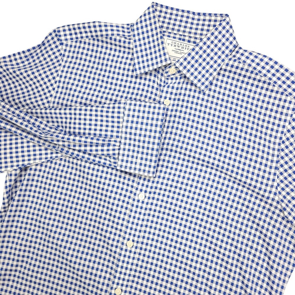 Charles Tyrwhitt Blue and White Check Dress Shirt